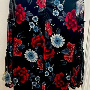 Spirit of Grace -Women's Long Sleeve Mesh Floral Mock Neck Dress Sz. Medium